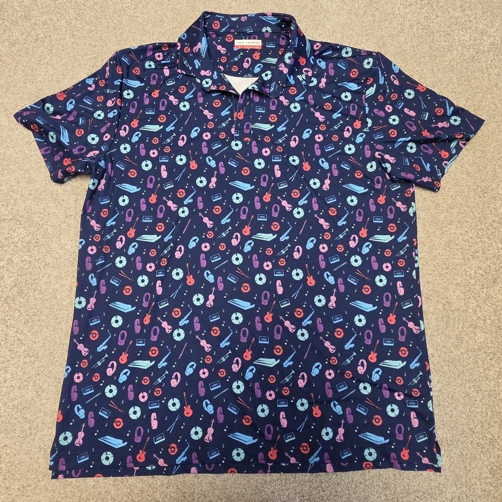 Fore Fathers Polo Shirt Men's‎ L Golf Performance Short Sleeve 'Jamming Out'